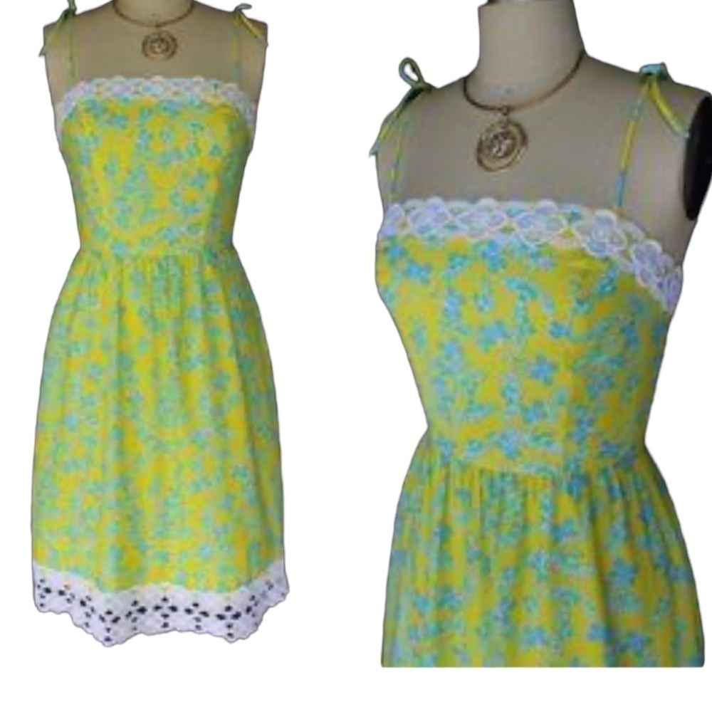 Vintage Lilly Pulitzer tropical Hawaiian lace crochet Dress Size 6